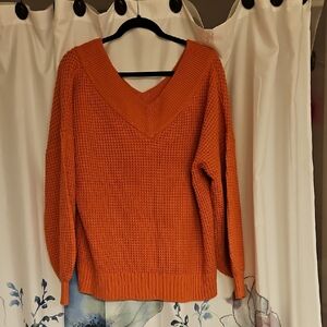 Zenana Outfitters Coral V-Neck Sweater New Never Worn
